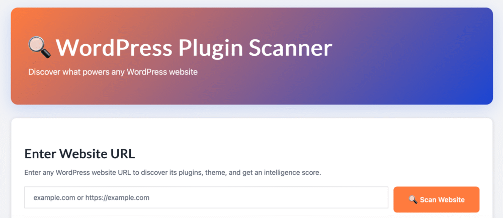 screen shot of wordpress plugin scanner